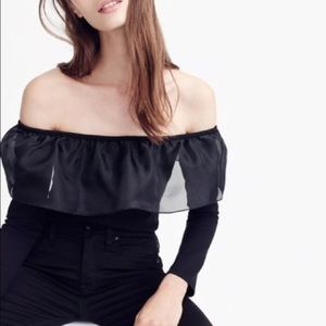 J. Crew Black Organza Off-the-shoulder Top | M